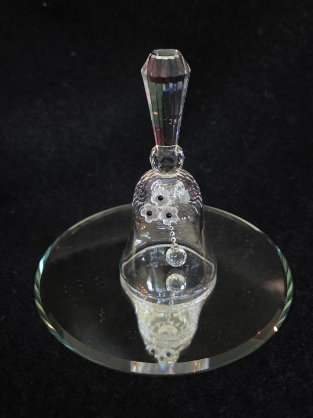Retired Swarovski Crystal Small Table Bell w/ Frosted Flowers (#013916)